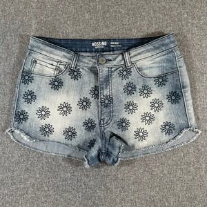 Mossimo Daisy Embroidered High Rise Denim Shorts Light Wash Blue Womens 11 Boho